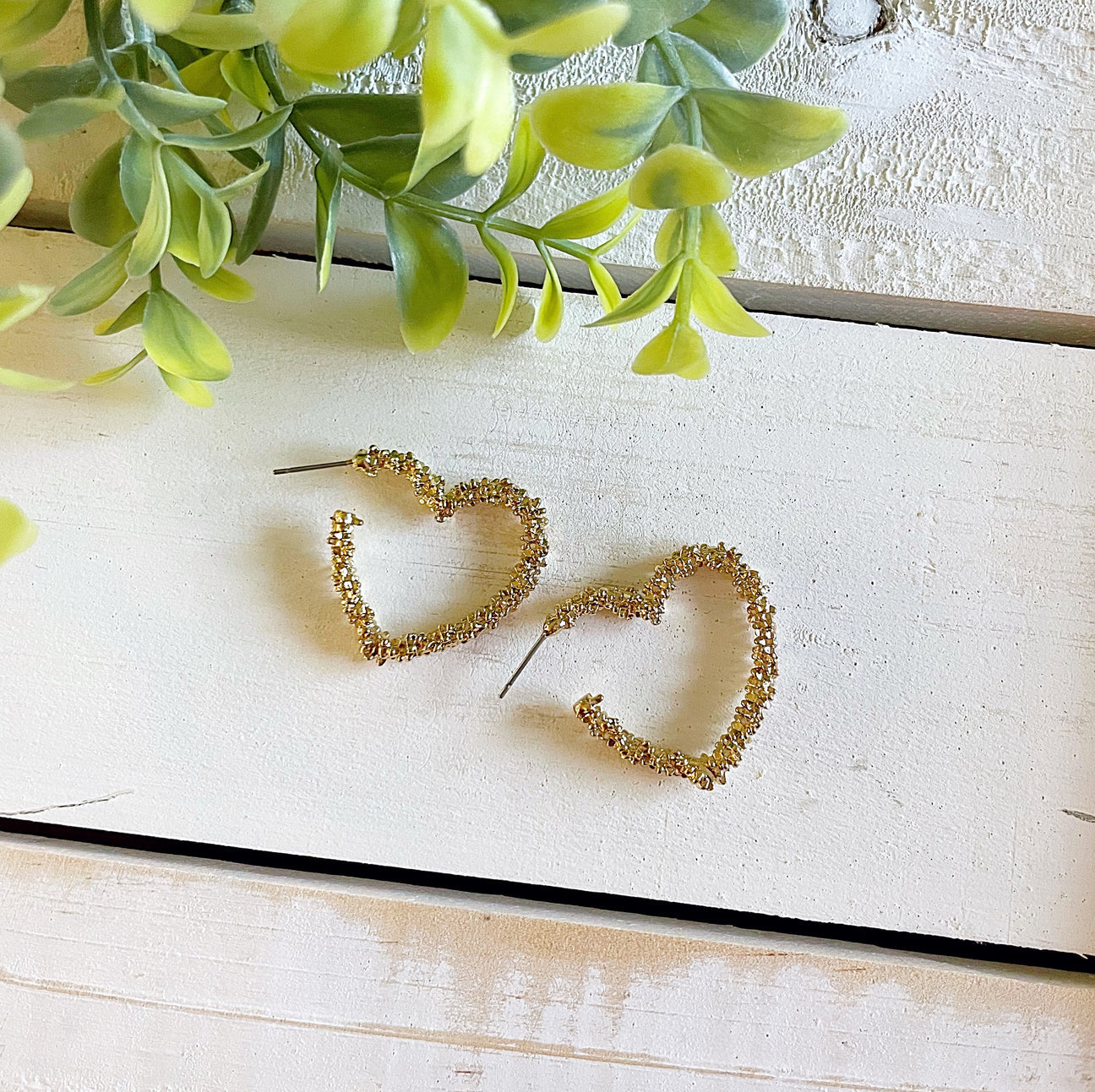 Ansley Heart Hoop Earrings in Gold • Impressions Online Boutique