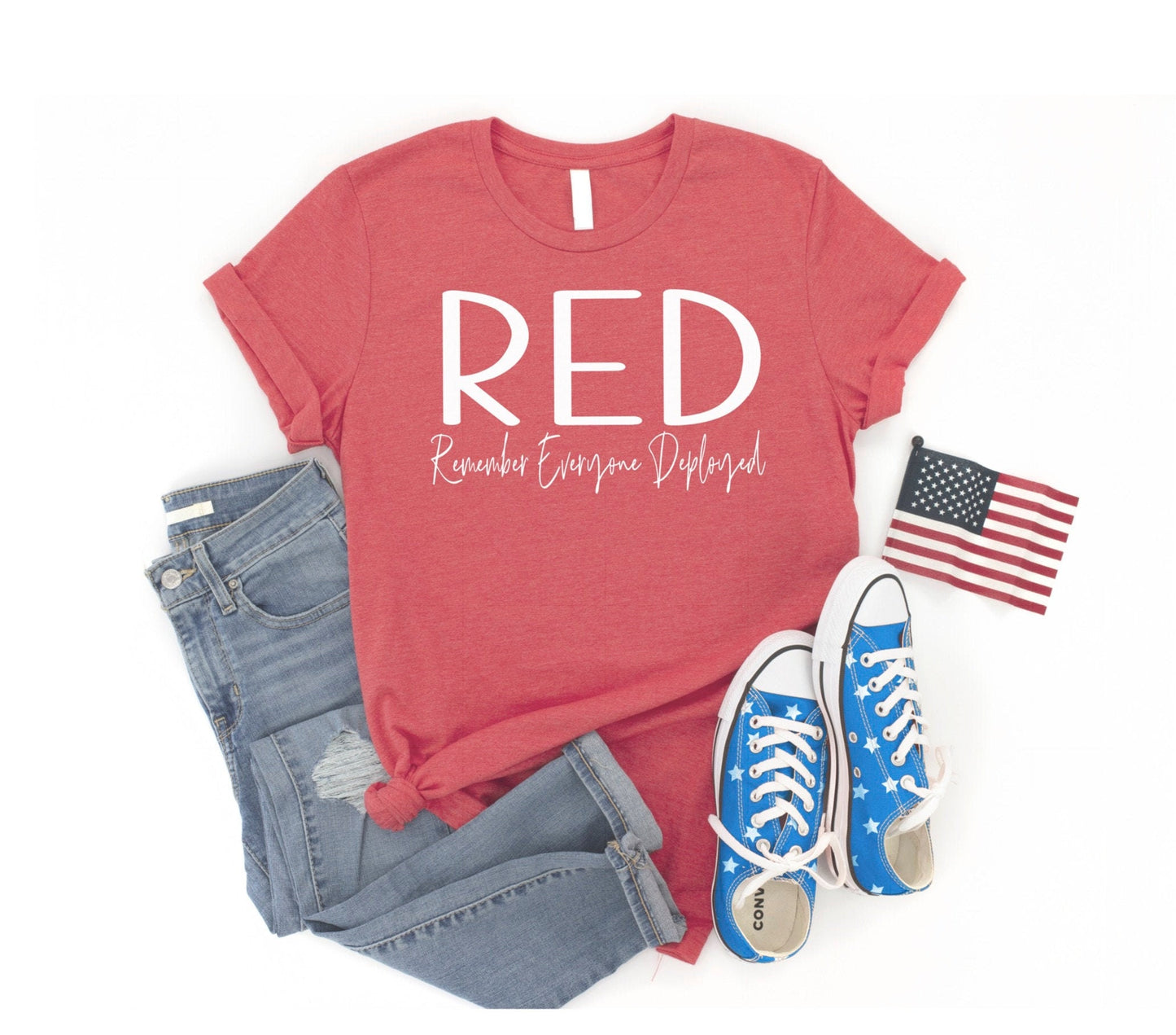 RED Friday Remember Everyone Deployed Tee