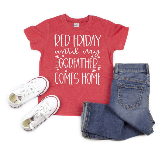 RED Friday Until My GODFATHER Comes Home Kids Tee