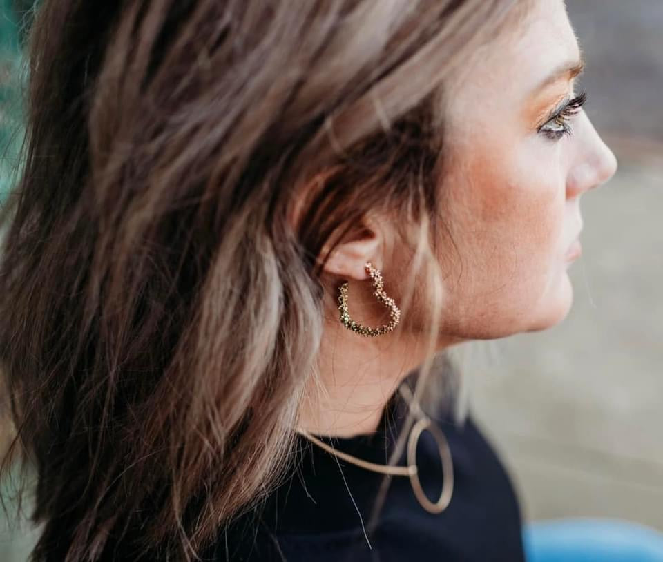 Ansley Heart Hoop Earrings in Gold • Impressions Online Boutique