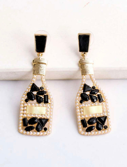 Black Champagne Dangle Earrings