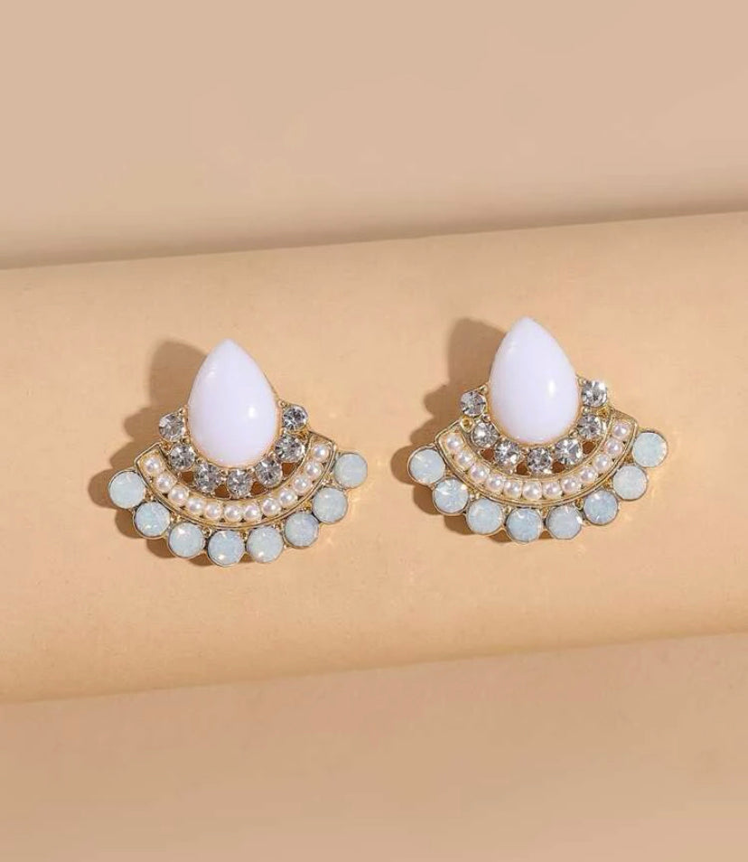 White Stud Earrings