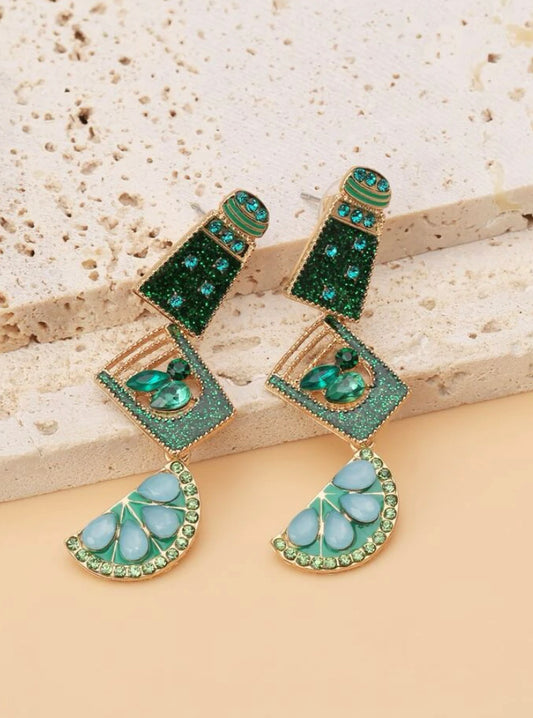 Green Tequila Shot Dangle Earrings