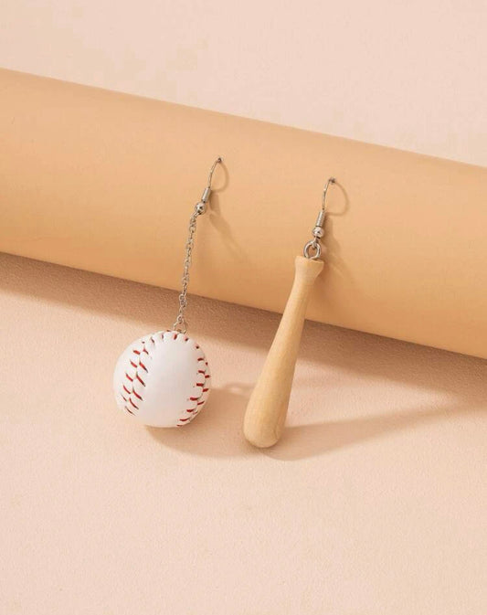 Baseball and Bat Dangle Earrings